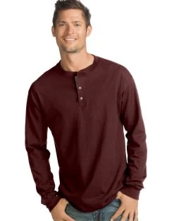 Hanes Men`s Beefy-T Long-Sleeve Henley -Outfit Fashion Shop 0055b043 254d 4d98 8cb7 045e71ab897f