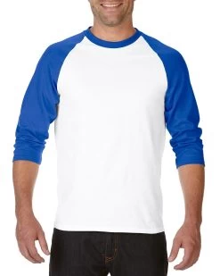 Gildan Mens Heavy Cotton 3/4 Raglan T-Shirt, XS, White/Royal -Outfit Fashion Shop 010834e4 1789 4046 82e4 8ae6812538e4