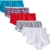 Fruit Of The Loom Womens Cotton Boyshort Panties 6-Pack, 10, Assorted
