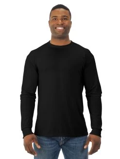 Jerzees Mens DRI-POWER Sport Long Sleeve Crew T-Shirt -Outfit Fashion Shop 21MLR black front.6d8b55af467e563e