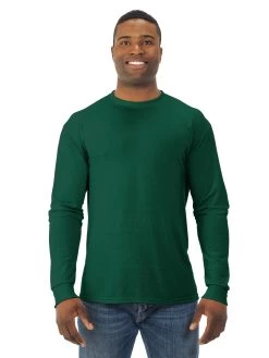 Jerzees Mens DRI-POWER Sport Long Sleeve Crew T-Shirt -Outfit Fashion Shop 21MLR forest green front.bab5b47040c9a092