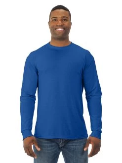 Jerzees Mens DRI-POWER Sport Long Sleeve Crew T-Shirt -Outfit Fashion Shop 21MLR royal front.730d0d8179cd2971