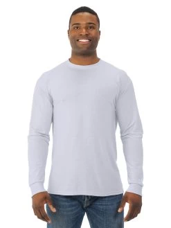 Jerzees Mens DRI-POWER Sport Long Sleeve Crew T-Shirt -Outfit Fashion Shop 21MLR silver front.43f6a1b9d1b40111