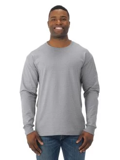 Jerzees Mens DRI-POWER Active Long Sleeve Crew T-Shirt -Outfit Fashion Shop 29LSR athletic heather front.579792743d41f883