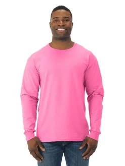 Jerzees Mens DRI-POWER Active Long Sleeve Crew T-Shirt -Outfit Fashion Shop 29LSR azalea front.5491d3c3ccb5432f
