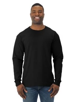 Jerzees Mens DRI-POWER Active Long Sleeve Crew T-Shirt -Outfit Fashion Shop 29LSR black front.c908836419e02918