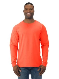 Jerzees Mens DRI-POWER Active Long Sleeve Crew T-Shirt -Outfit Fashion Shop 29LSR burnt orange front.0353a9ababba63ef