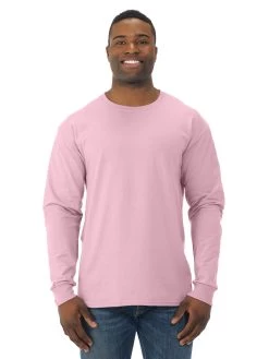 Jerzees Mens DRI-POWER Active Long Sleeve Crew T-Shirt -Outfit Fashion Shop 29LSR classic pink front.cf9b8d9dce96592c