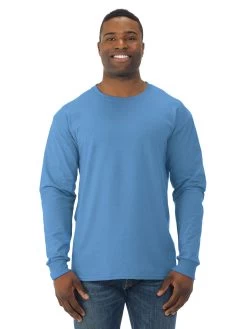 Jerzees Mens DRI-POWER Active Long Sleeve Crew T-Shirt -Outfit Fashion Shop 29LSR columbia blue front.0f53d9c88a867beb