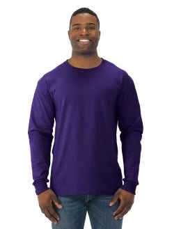 Jerzees Mens DRI-POWER Active Long Sleeve Crew T-Shirt -Outfit Fashion Shop 29LSR deep purple front.d63ea0f6d107b78c