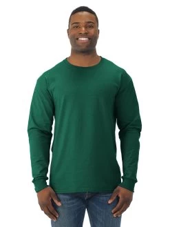 Jerzees Mens DRI-POWER Active Long Sleeve Crew T-Shirt -Outfit Fashion Shop 29LSR forest green front.cbc8c6db892add2a