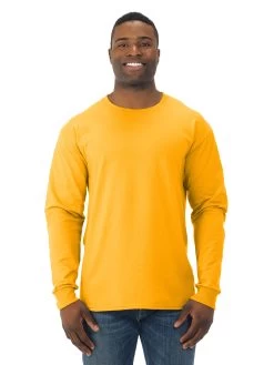 Jerzees Mens DRI-POWER Active Long Sleeve Crew T-Shirt -Outfit Fashion Shop 29LSR gold front.4242740bcd0052d6