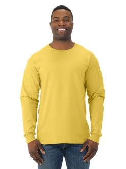 Jerzees Mens DRI-POWER Active Long Sleeve Crew T-Shirt -Outfit Fashion Shop 29LSR island yellow front.30e254d1f97af29d