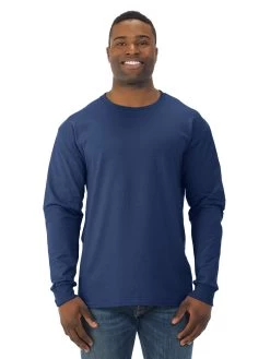 Jerzees Mens DRI-POWER Active Long Sleeve Crew T-Shirt -Outfit Fashion Shop 29LSR jnavy front.24cecac0e1c2ef17