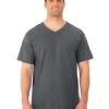Fruit Of The Loom Mens HD Cotton Short Sleeve V-Neck T-Shirt -Outfit Fashion Shop 39VR charcoal grey front.1c11abcecc14c455