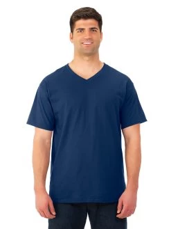 Fruit Of The Loom Mens HD Cotton Short Sleeve V-Neck T-Shirt -Outfit Fashion Shop 39VR jnavy front.9284a95ca22b955f