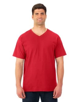 Fruit Of The Loom Mens HD Cotton Short Sleeve V-Neck T-Shirt -Outfit Fashion Shop 39VR true red front.f4cb377ad62ecd31