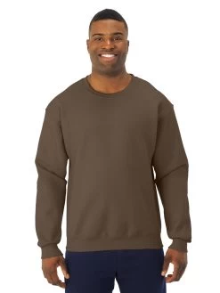 Jerzees Mens NuBlend Super Sweats Crew Sweatshirt -Outfit Fashion Shop 4662MR chocolate front.8913cee60f0a3c8a
