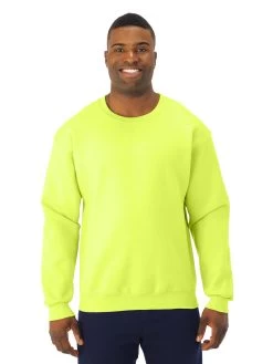 Jerzees Mens NuBlend Super Sweats Crew Sweatshirt -Outfit Fashion Shop 4662MR safety green front.80b2f397648fe08b