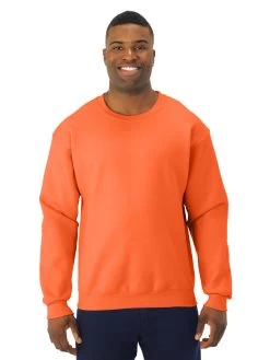 Jerzees Mens NuBlend Super Sweats Crew Sweatshirt -Outfit Fashion Shop 4662MR safety orange front.0a83962ddc4b5990