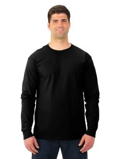 Fruit Of The Loom Adult HD Cotton Long Sleeve Crew T-Shirt 26 Fruit Of The Loom Adult HD Cotton Long Sleeve Crew T-Shirt -Outfit Fashion Shop 4930R black front.bd2d0afd1d43fb5c