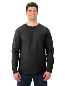 Fruit Of The Loom Adult HD Cotton Long Sleeve Crew T-Shirt 27 Fruit Of The Loom Adult HD Cotton Long Sleeve Crew T-Shirt -Outfit Fashion Shop 4930R black heather front.8dfbd206f8f0a77a