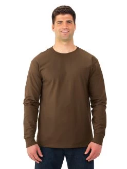 Fruit Of The Loom Adult HD Cotton Long Sleeve Crew T-Shirt 31 Fruit Of The Loom Adult HD Cotton Long Sleeve Crew T-Shirt -Outfit Fashion Shop 4930R chocolate front.4a4da10d7d3bd179