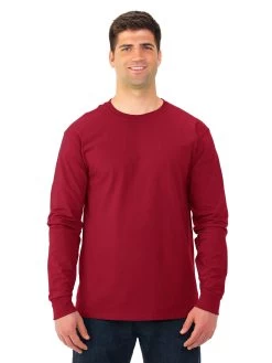 Fruit Of The Loom Adult HD Cotton Long Sleeve Crew T-Shirt 34 Fruit Of The Loom Adult HD Cotton Long Sleeve Crew T-Shirt -Outfit Fashion Shop 4930R crimson front.6e019c99484f6d94