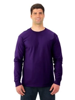Fruit Of The Loom Adult HD Cotton Long Sleeve Crew T-Shirt 36 Fruit Of The Loom Adult HD Cotton Long Sleeve Crew T-Shirt -Outfit Fashion Shop 4930R deep purple front.9f04c039aaa7bcae