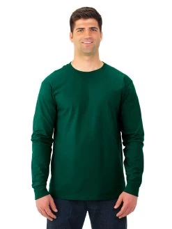 Fruit Of The Loom Adult HD Cotton Long Sleeve Crew T-Shirt 38 Fruit Of The Loom Adult HD Cotton Long Sleeve Crew T-Shirt -Outfit Fashion Shop 4930R forest green front.505b7ec6e4a06e56