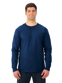 Fruit Of The Loom Adult HD Cotton Long Sleeve Crew T-Shirt 41 Fruit Of The Loom Adult HD Cotton Long Sleeve Crew T-Shirt -Outfit Fashion Shop 4930R jnavy front.fb94b904d086d50f