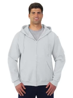 Jerzees Adult NuBlend Super Sweats Full Zip Hoodie -Outfit Fashion Shop 4999MR ash front.349206655d81304d