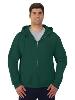 Jerzees Adult NuBlend Super Sweats Full Zip Hoodie -Outfit Fashion Shop 4999MR forest green front.1034dd98bf72980b