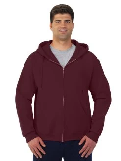 Jerzees Adult NuBlend Super Sweats Full Zip Hoodie -Outfit Fashion Shop 4999MR maroon front.a875d6a674112f07