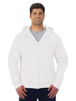Jerzees Adult NuBlend Super Sweats Full Zip Hoodie -Outfit Fashion Shop 4999MR white front.74ea66acfb6ff3f8