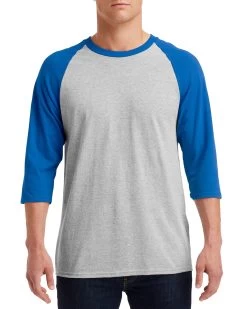 Gildan Mens Heavy Cotton 3/4 Raglan T-Shirt, XS, White/Royal -Outfit Fashion Shop 4c618e55 ebac 46e6 9546 94014cad1923