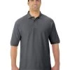 Jerzees Mens Easy Care Welt Knit Collar Short Sleeve Pique Polo Shirt -Outfit Fashion Shop 537MR charcoal grey front.def4c322e4030e33