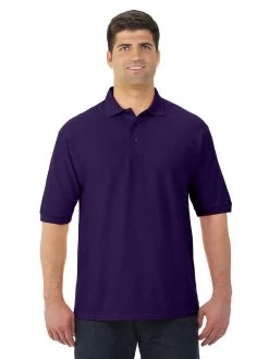 Jerzees Mens Easy Care Welt Knit Collar Short Sleeve Pique Polo Shirt -Outfit Fashion Shop 537MR deep purple front.8f39b56ad515ef60