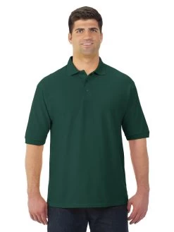 Jerzees Mens Easy Care Welt Knit Collar Short Sleeve Pique Polo Shirt -Outfit Fashion Shop 537MR forest green front.fad230b7a4d3a75c