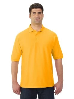 Jerzees Mens Easy Care Welt Knit Collar Short Sleeve Pique Polo Shirt -Outfit Fashion Shop 537MR gold front.51aabf277abeccaa