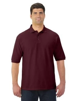 Jerzees Mens Easy Care Welt Knit Collar Short Sleeve Pique Polo Shirt -Outfit Fashion Shop 537MR maroon front.0f127d159d5c0b8f
