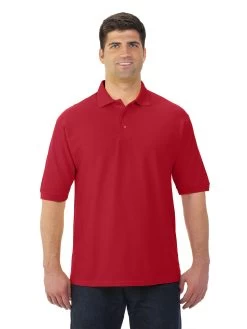 Jerzees Mens Easy Care Welt Knit Collar Short Sleeve Pique Polo Shirt -Outfit Fashion Shop 537MR true red front.bd13cadf743717a9