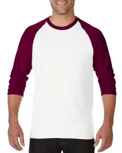 Gildan Mens Heavy Cotton 3/4 Raglan T-Shirt, XS, White/Royal -Outfit Fashion Shop 5f081685 cea0 4247 b66c f851bdbd1b49