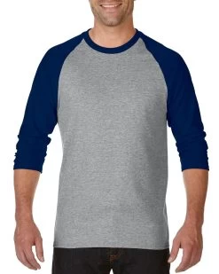 Gildan Mens Heavy Cotton 3/4 Raglan T-Shirt, XS, White/Royal -Outfit Fashion Shop 64536ce5 8ee2 4d49 b8d7 3962b7b558d7