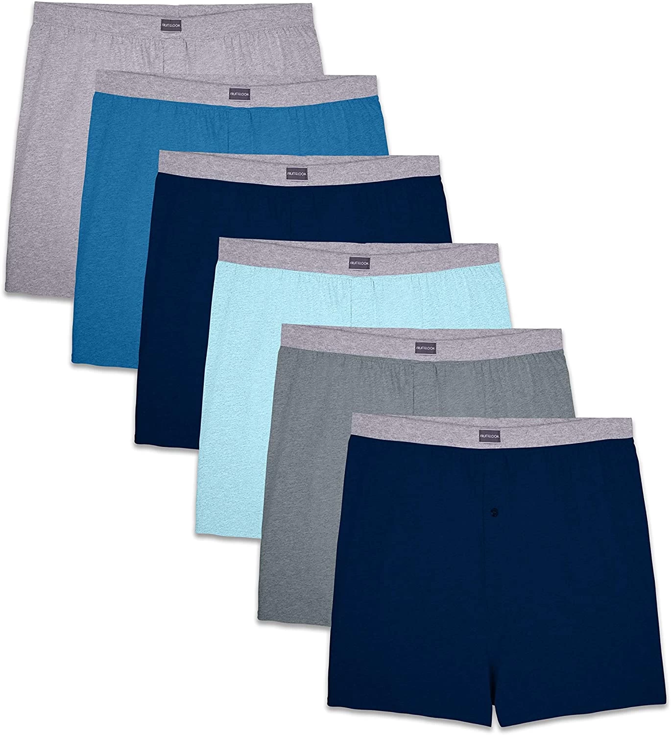 Fruit Of The Loom Mens 6 Pack Assorted Knit Boxers 3 Fruit Of The Loom Mens 6 Pack Assorted Knit Boxers
