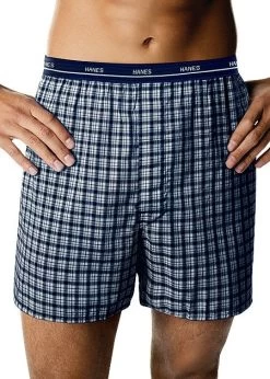 Hanes Classics Woven Yarn Dyed Boxers 4 Pack -Outfit Fashion Shop 798P4 ac0d9c8c d50c 4d54 8633 71ea1c596fd2
