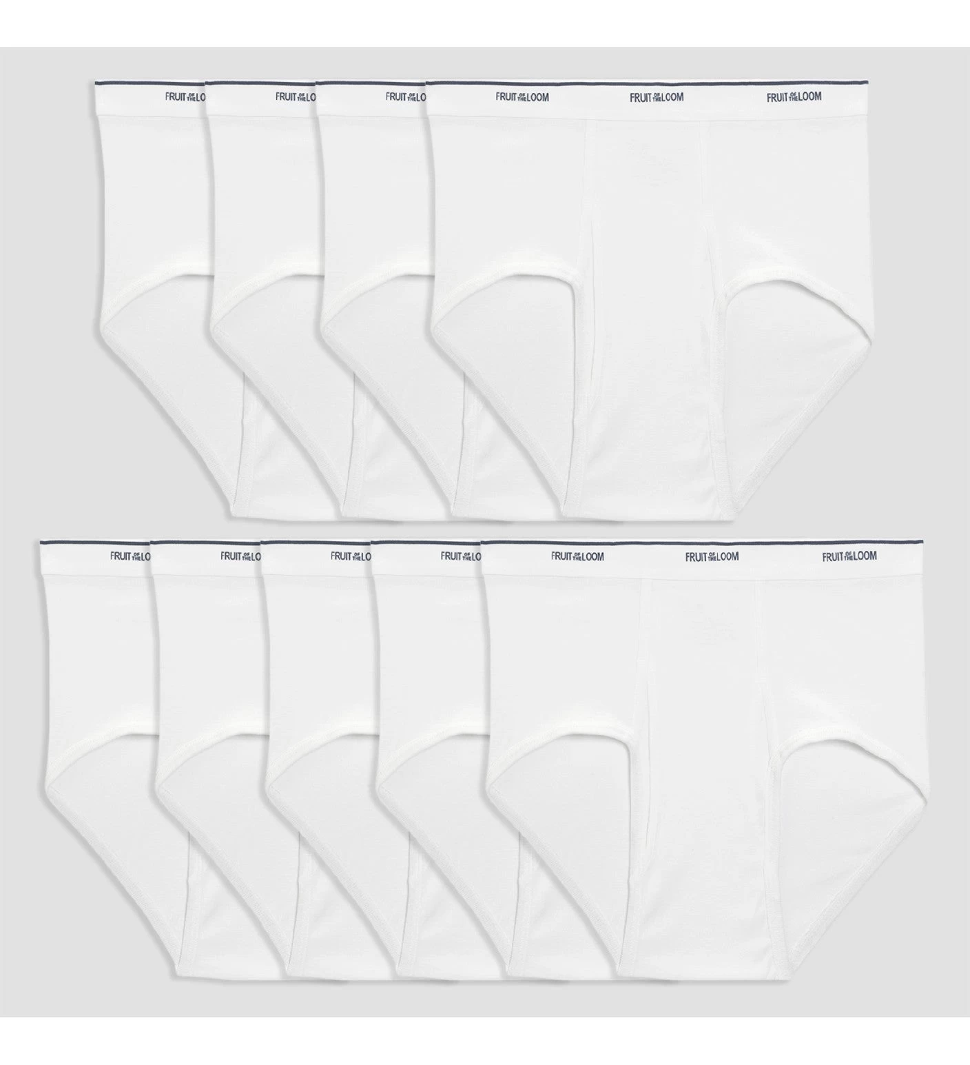 Fruit Of The Loom Big Mens White Briefs, 9 Pack, XL, Assorted 5 Fruit Of The Loom Big Mens White Briefs, 9 Pack, XL, Assorted - Image 3