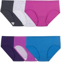 Fruit Of The Loom Womens Cotton Hipster Panties 6-Pack, 5, Assorted