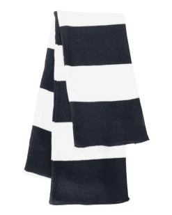 Sportsman Rugby-Striped Knit Scarf, One Size, White/Heather Grey -Outfit Fashion Shop 7c07f87a cbb9 4e6c b7ed 6e88e65f09e1