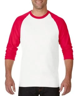 Gildan Mens Heavy Cotton 3/4 Raglan T-Shirt, XS, White/Royal -Outfit Fashion Shop 84007f37 b3d1 4cf0 9f25 dbcfed5b611a